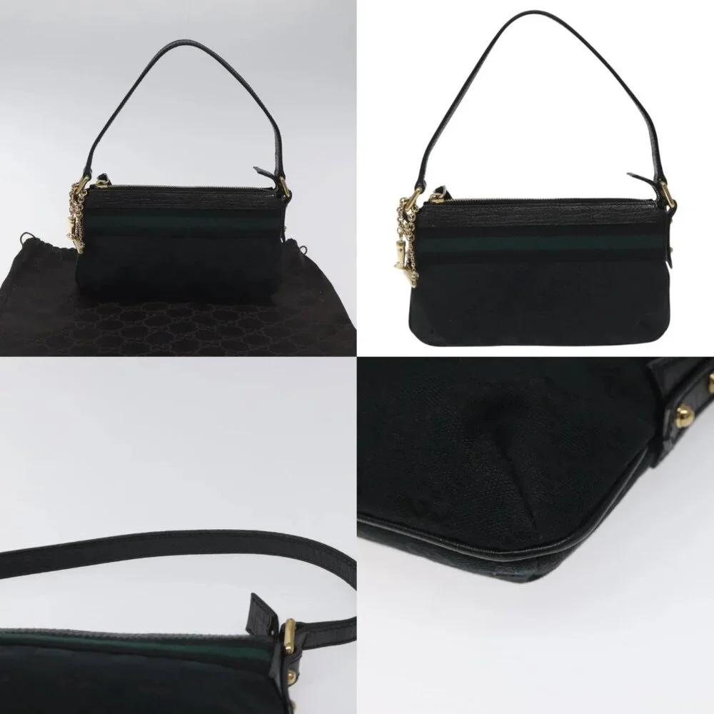 GUCCI GG Canvas Sherry Line Accessory Pouch Black Khaki 145970 Auth KD125V - Picture 13 of 14